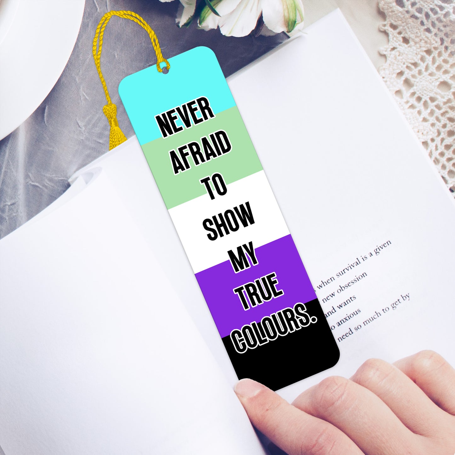 Abrogender pride luxury aluminium bookmark never afraid to show my true colours