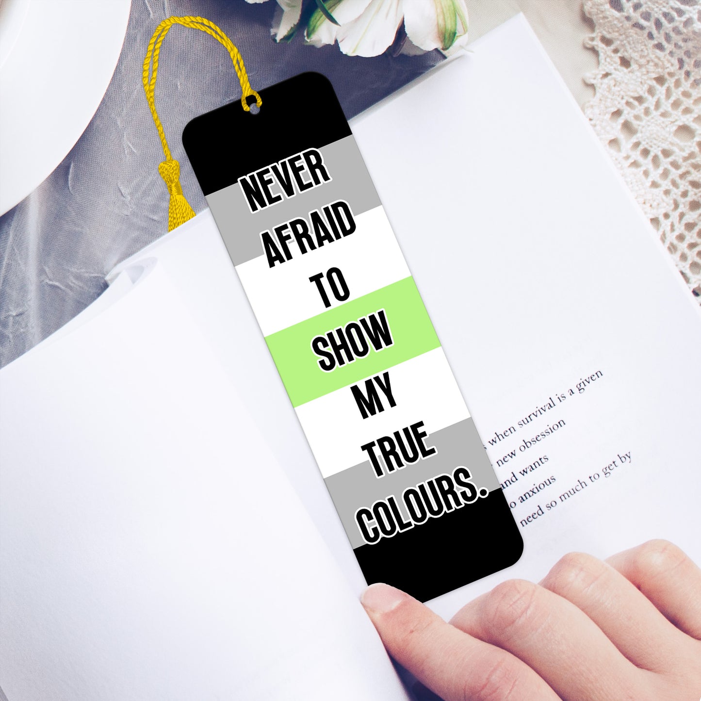 Agender pride luxury aluminium bookmark never afraid to show my true colours