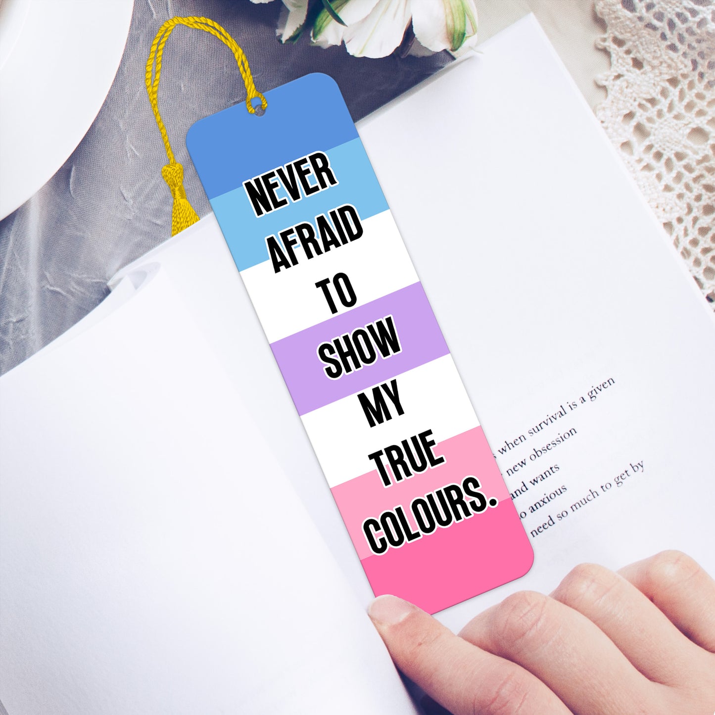 Bigender pride luxury aluminium bookmark never afraid to show my true colours