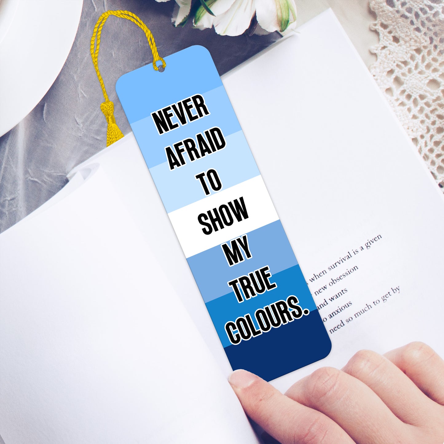 Gay Man pride blue flag luxury aluminium bookmark never afraid to show my true colours