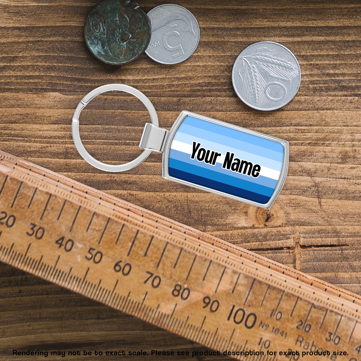 Gay pride men loving men blue flag personalised chrome keyring