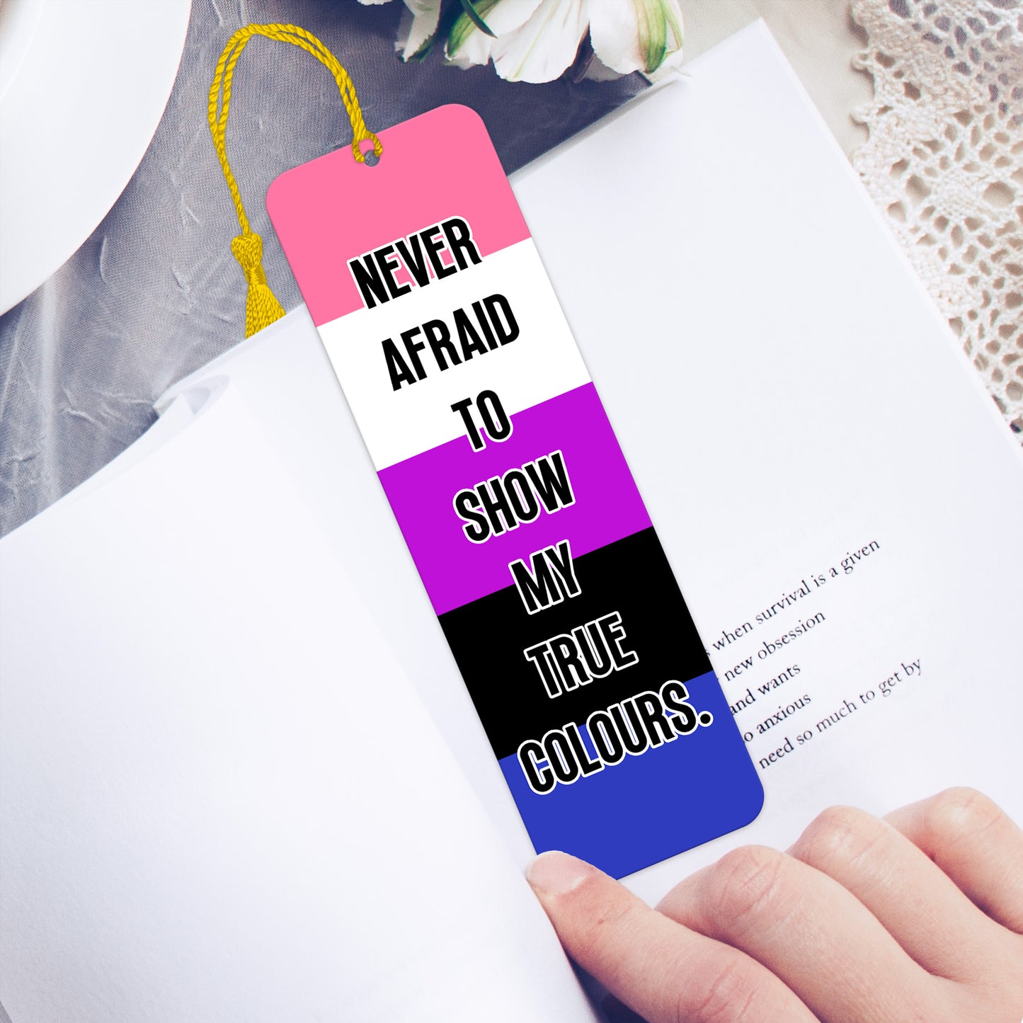 Gender fluid pride luxury aluminium bookmark never afraid to show my true colours