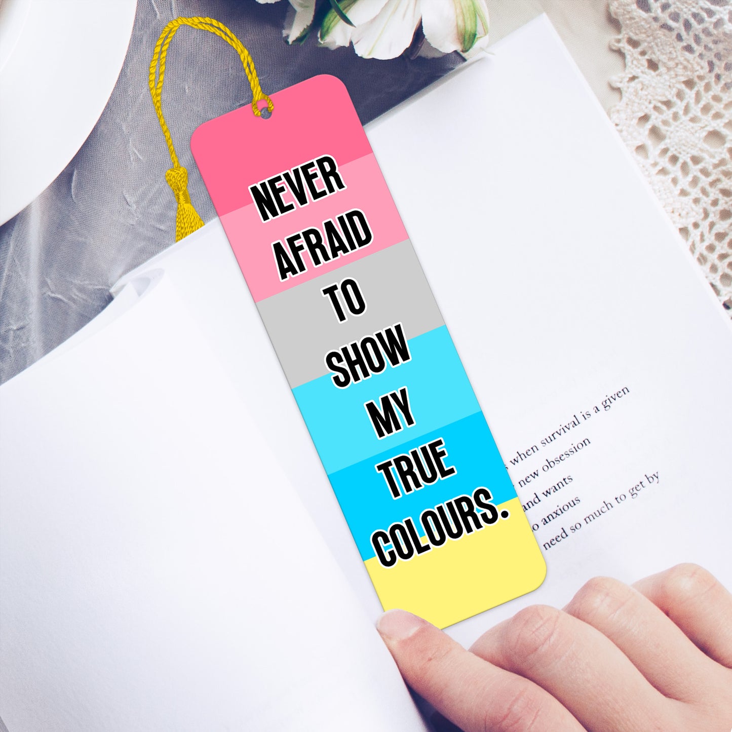 Genderflux pride luxury aluminium bookmark never afraid to show my true colours