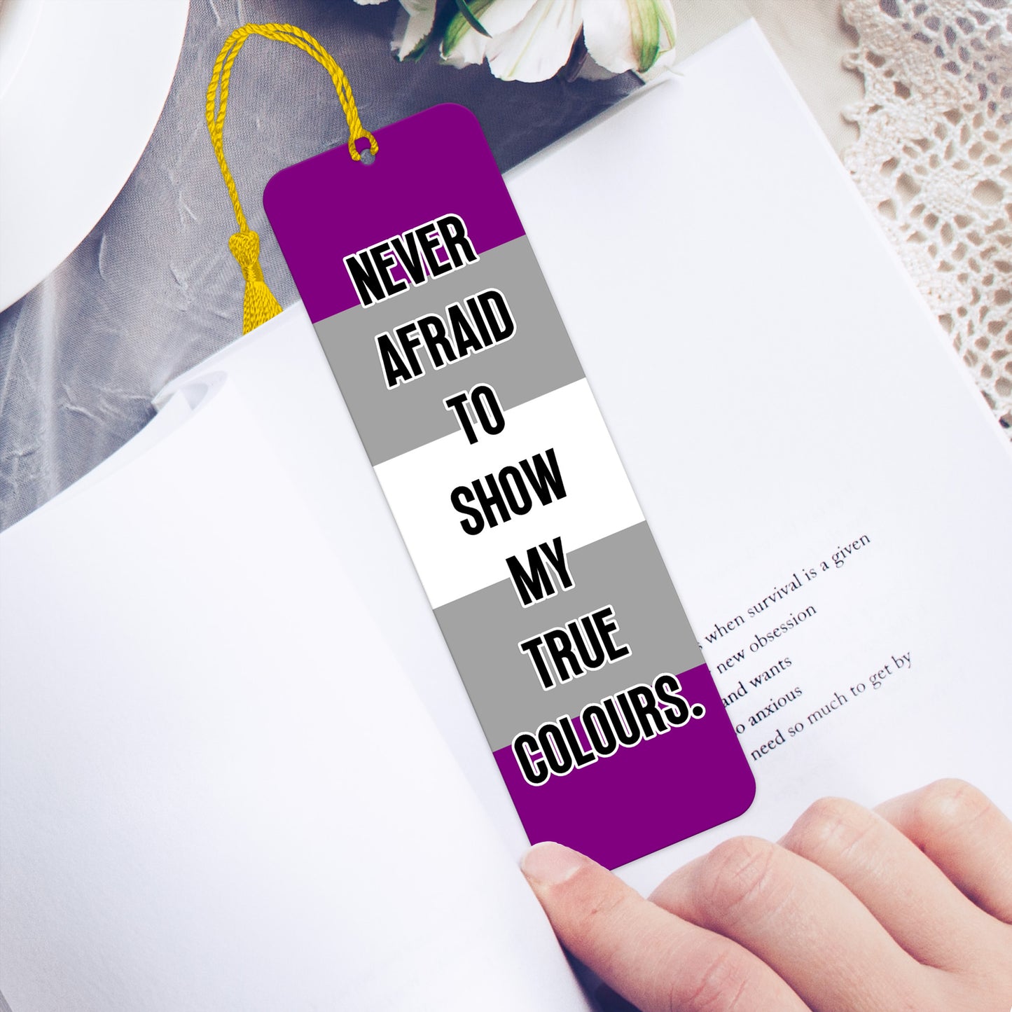 Greysexual pride luxury aluminium bookmark never afraid to show my true colours