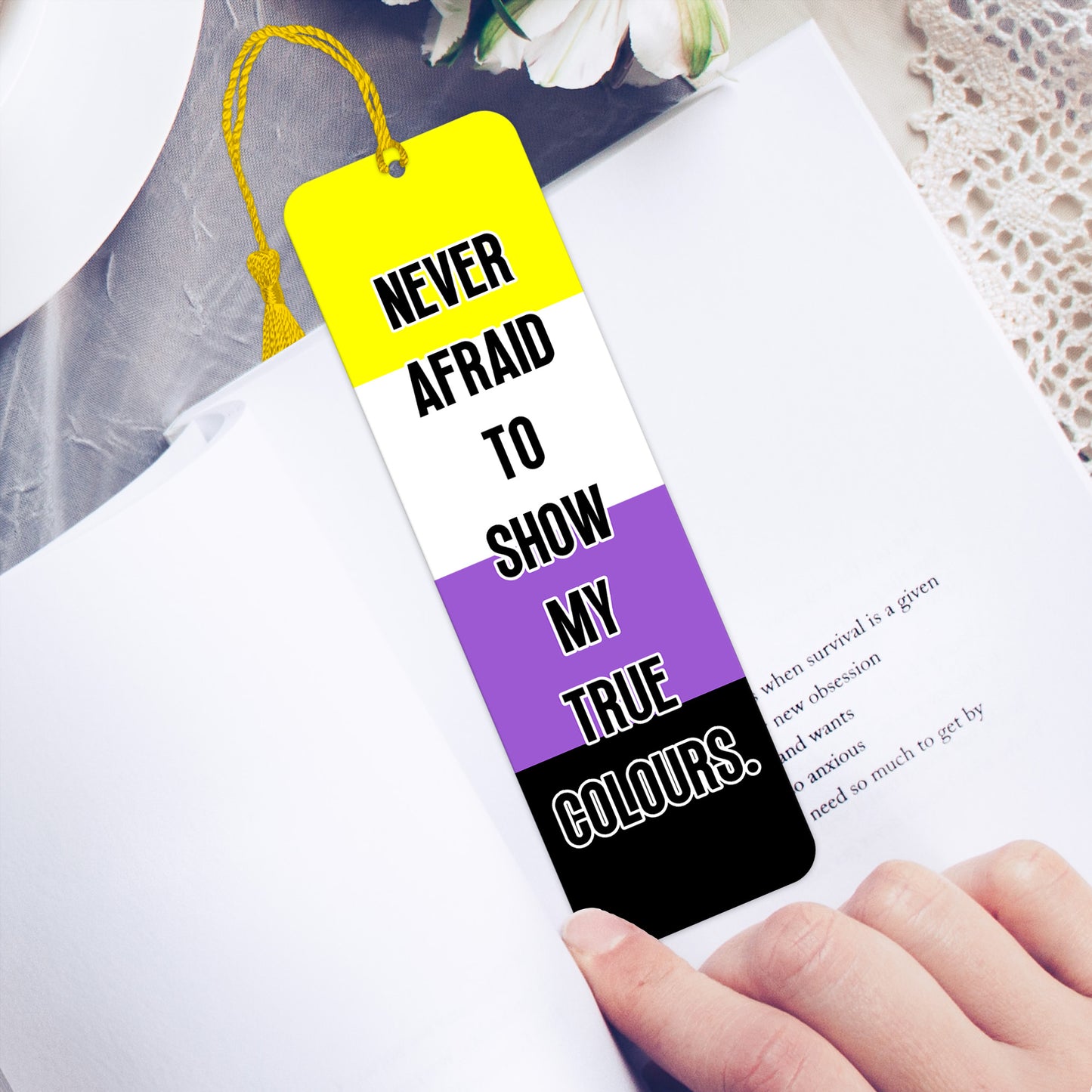 Non binary pride luxury aluminium bookmark never afraid to show my true colours