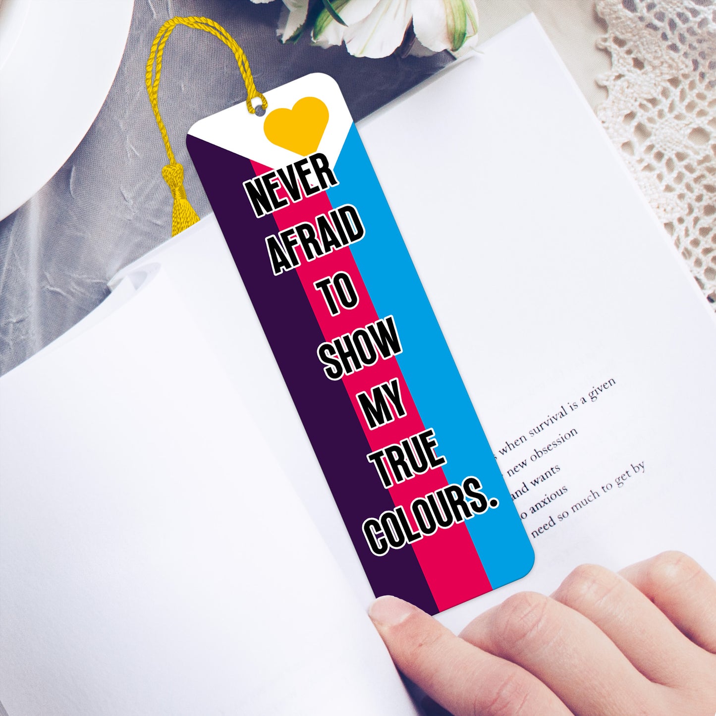 Polyamorous pride luxury aluminium bookmark never afraid to show my true colours