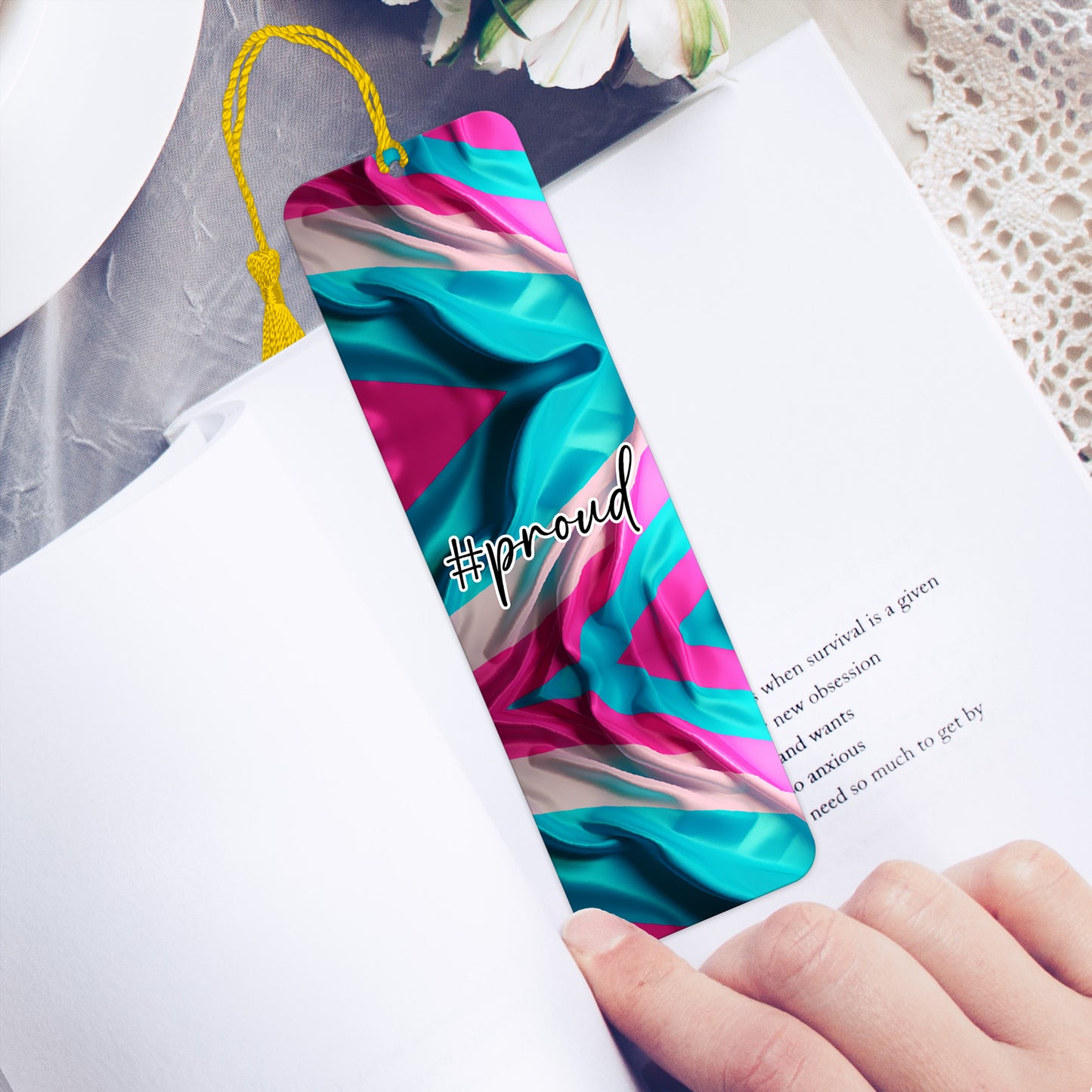 Trans and proud luxury aluminium bookmark