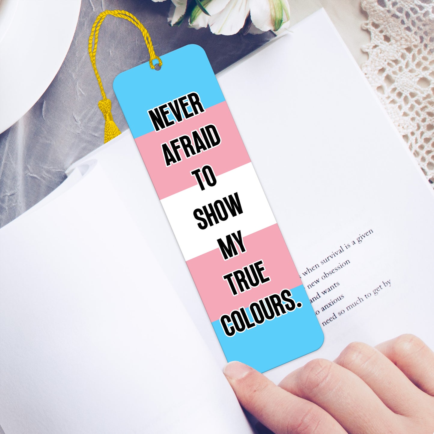 Transgender pride luxury aluminium bookmark never afraid to show my true colours