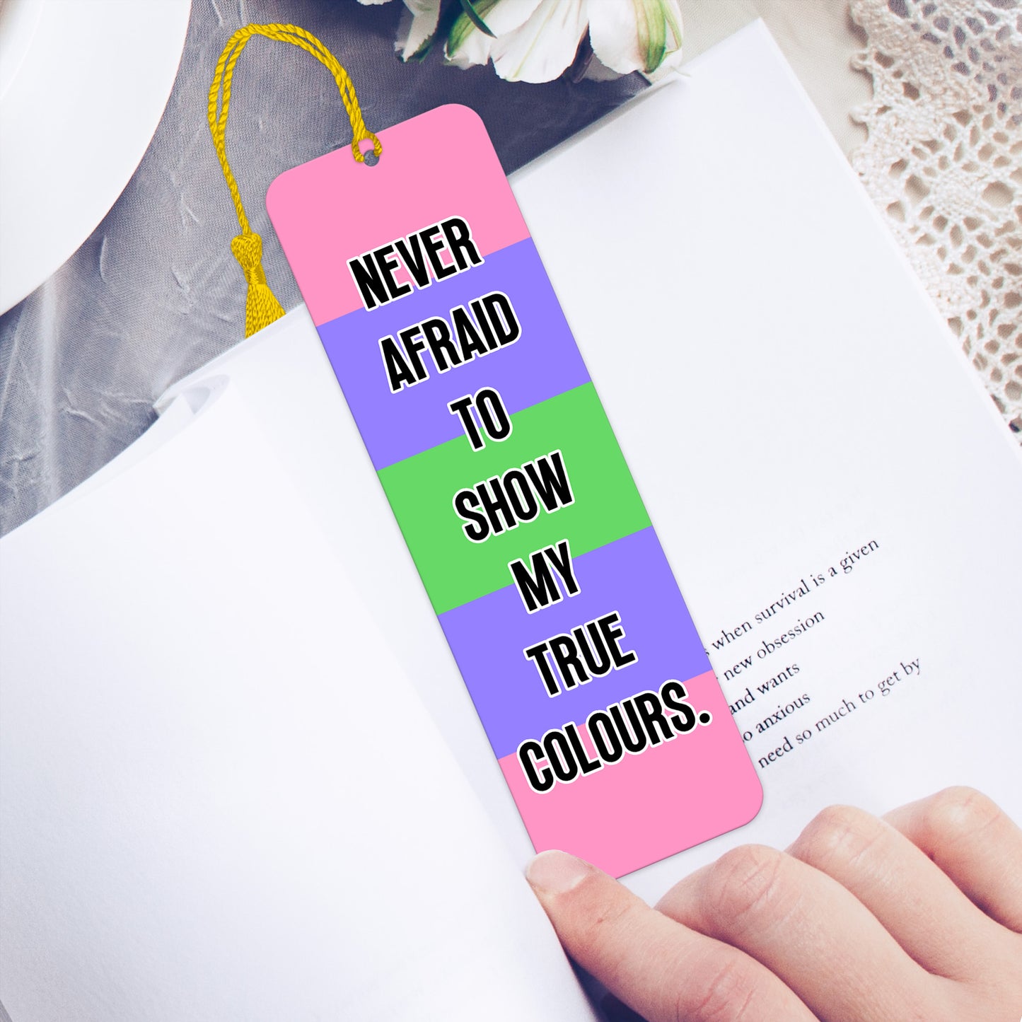 Trigender pride luxury aluminium bookmark never afraid to show my true colours