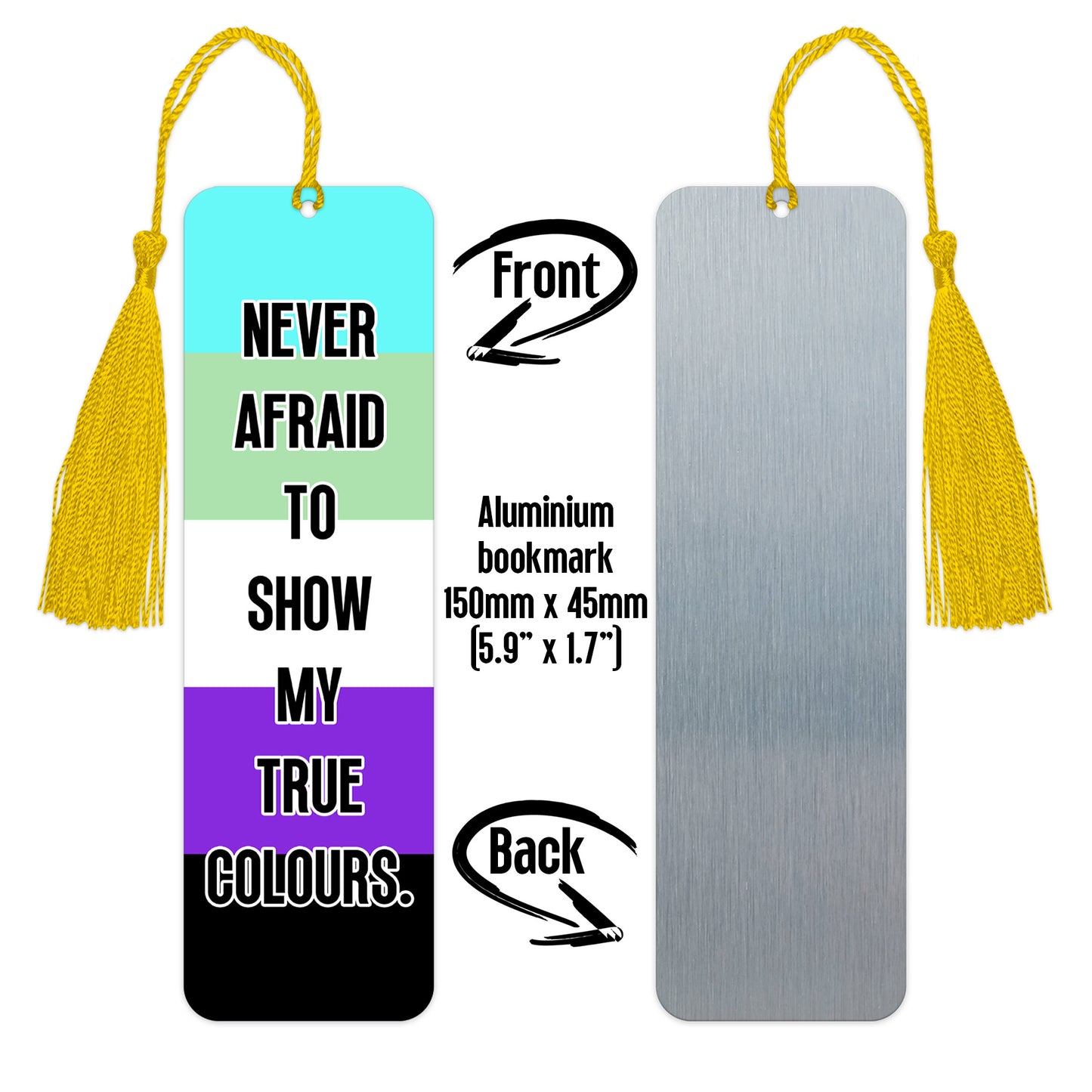 Abrogender pride luxury aluminium bookmark never afraid to show my true colours