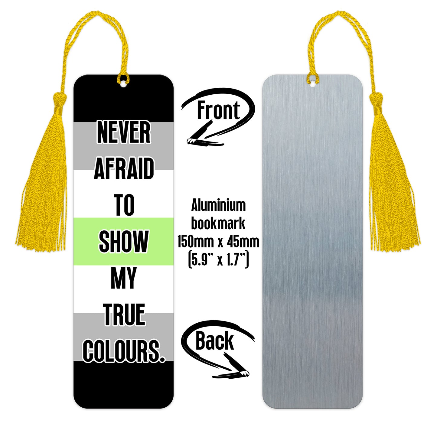 Agender pride luxury aluminium bookmark never afraid to show my true colours