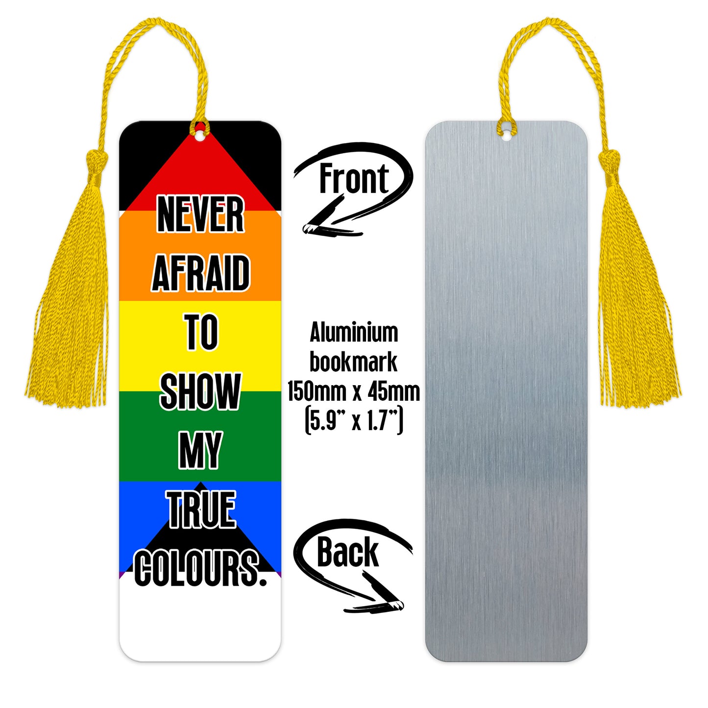 Ally pride luxury aluminium bookmark never afraid to show my true colours