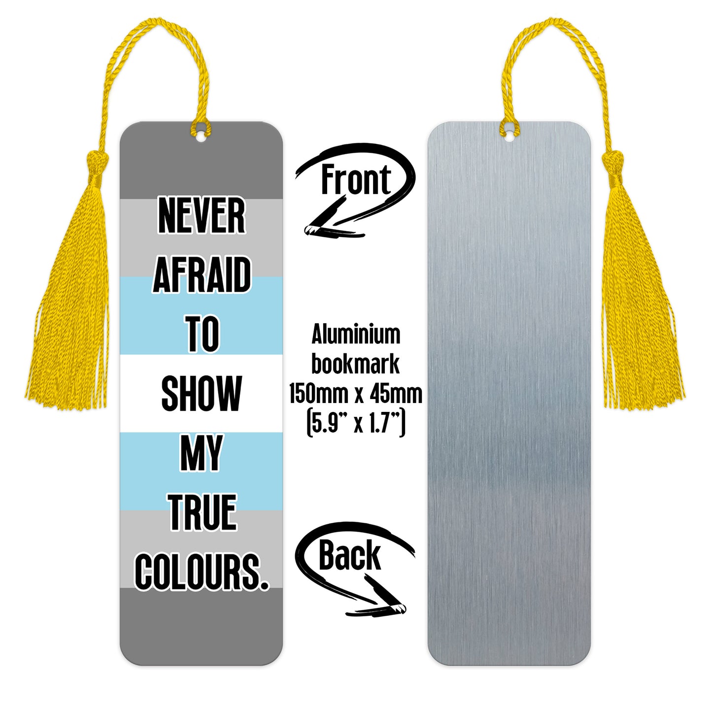 Demiboy pride luxury aluminium bookmark never afraid to show my true colours