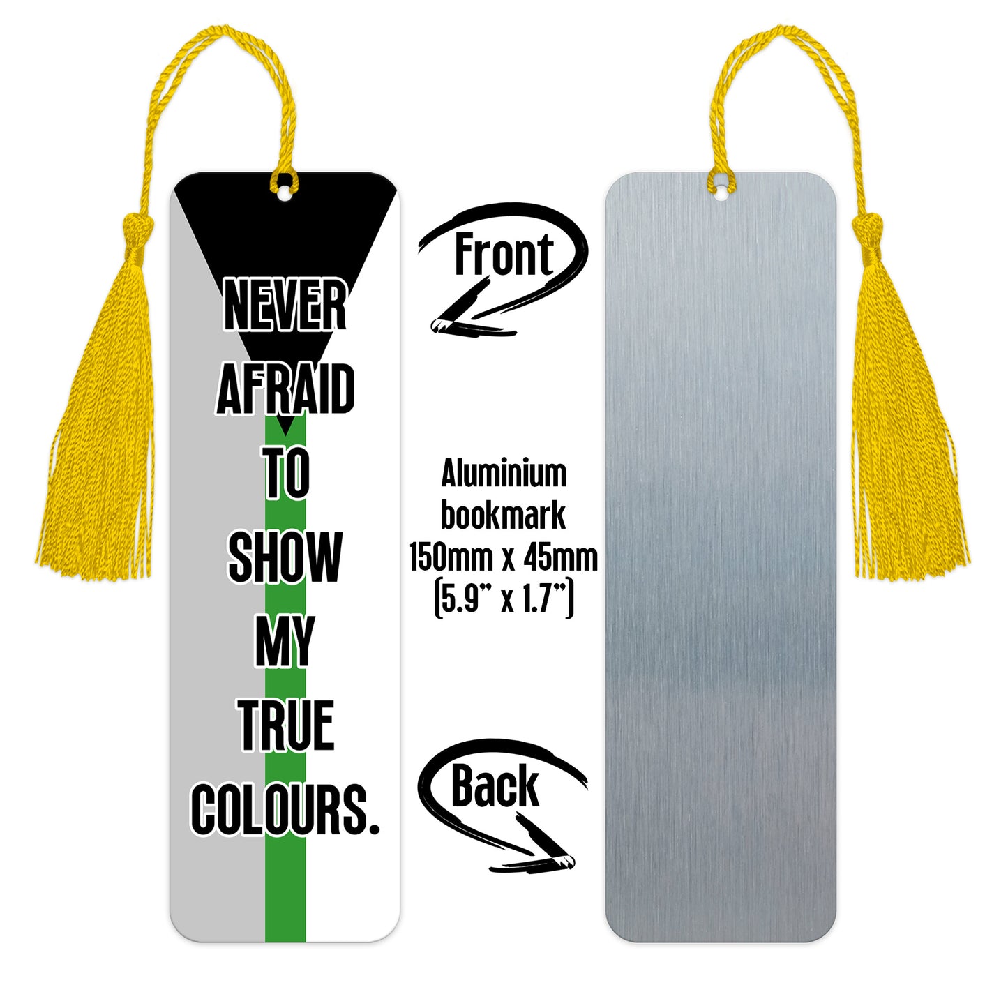 Demiromantic pride luxury aluminium bookmark never afraid to show my true colours