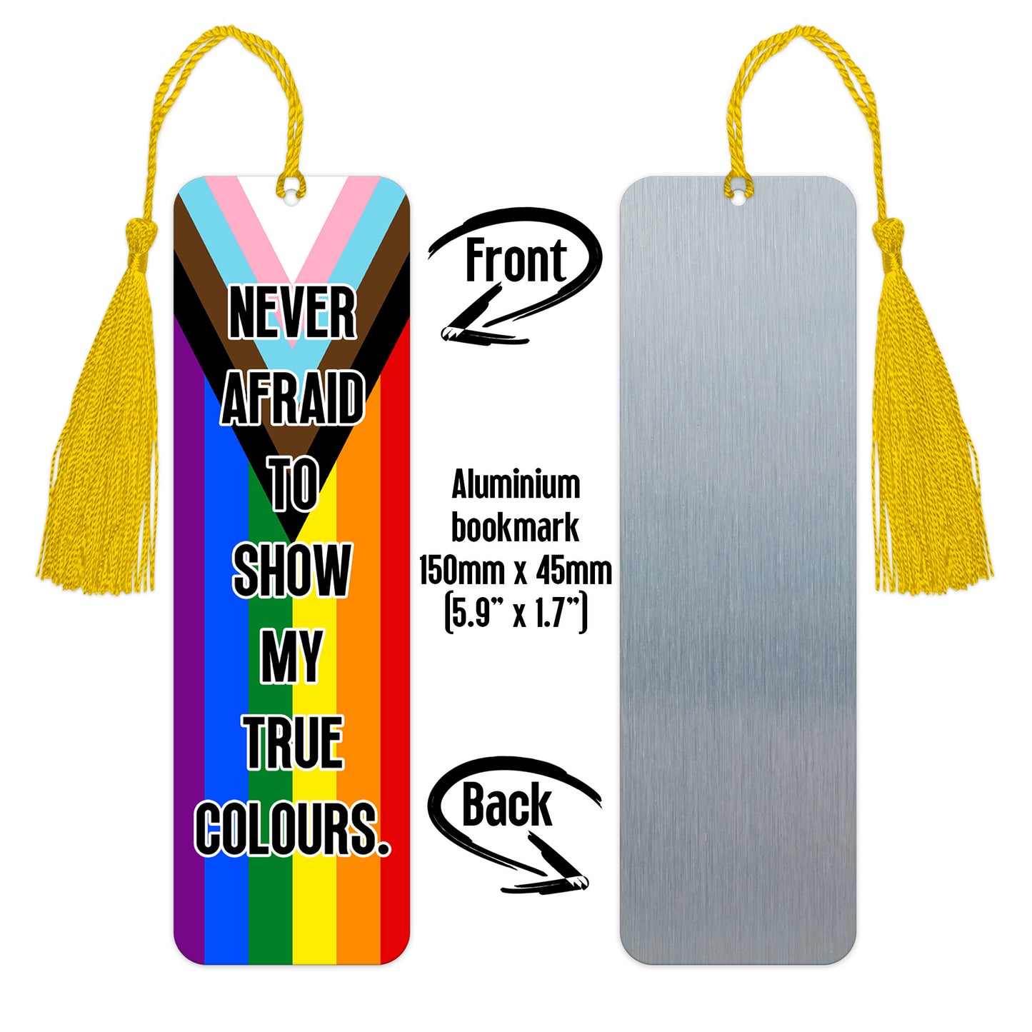 Gay progress pride luxury aluminium bookmark never afraid to show my true colours