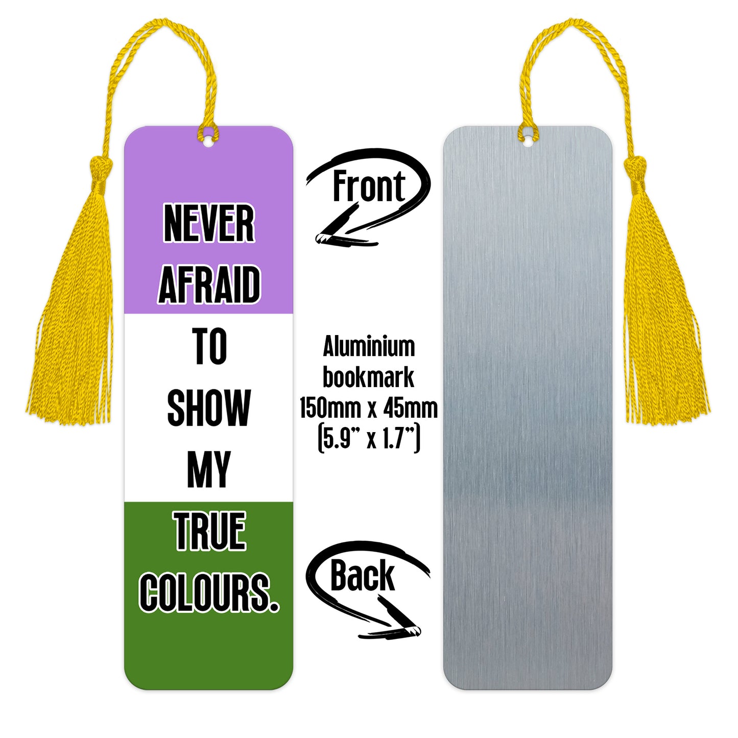 Genderqueer pride luxury aluminium bookmark never afraid to show my true colours