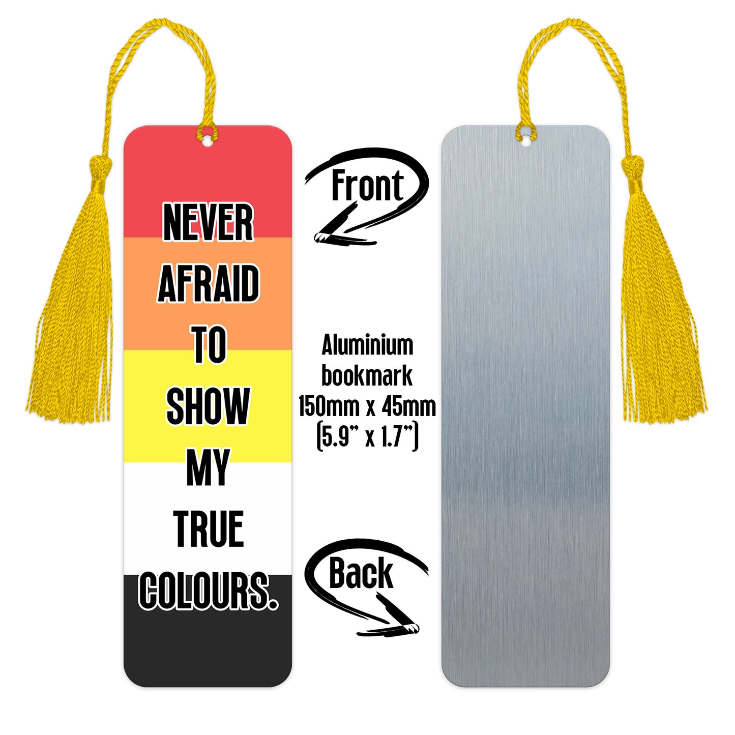 Lithromantic pride luxury aluminium bookmark never afraid to show my true colours