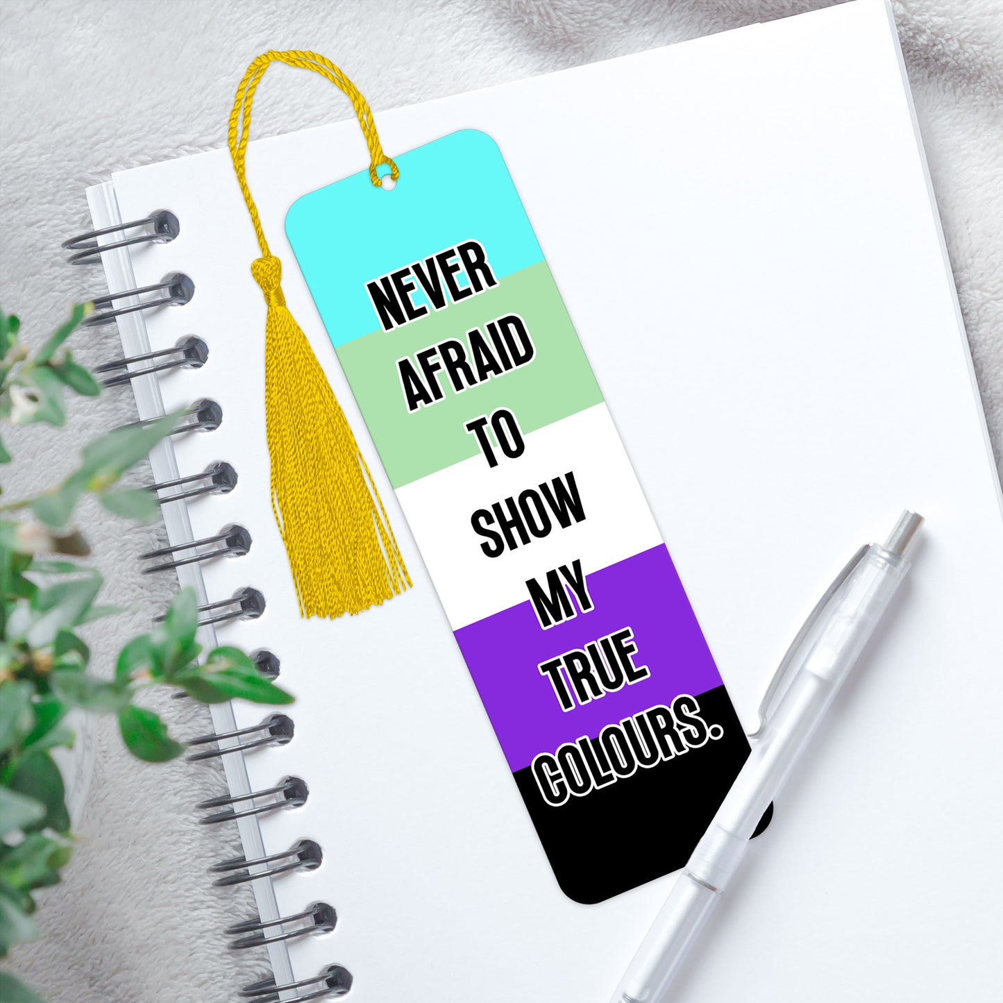 Abrogender pride luxury aluminium bookmark never afraid to show my true colours