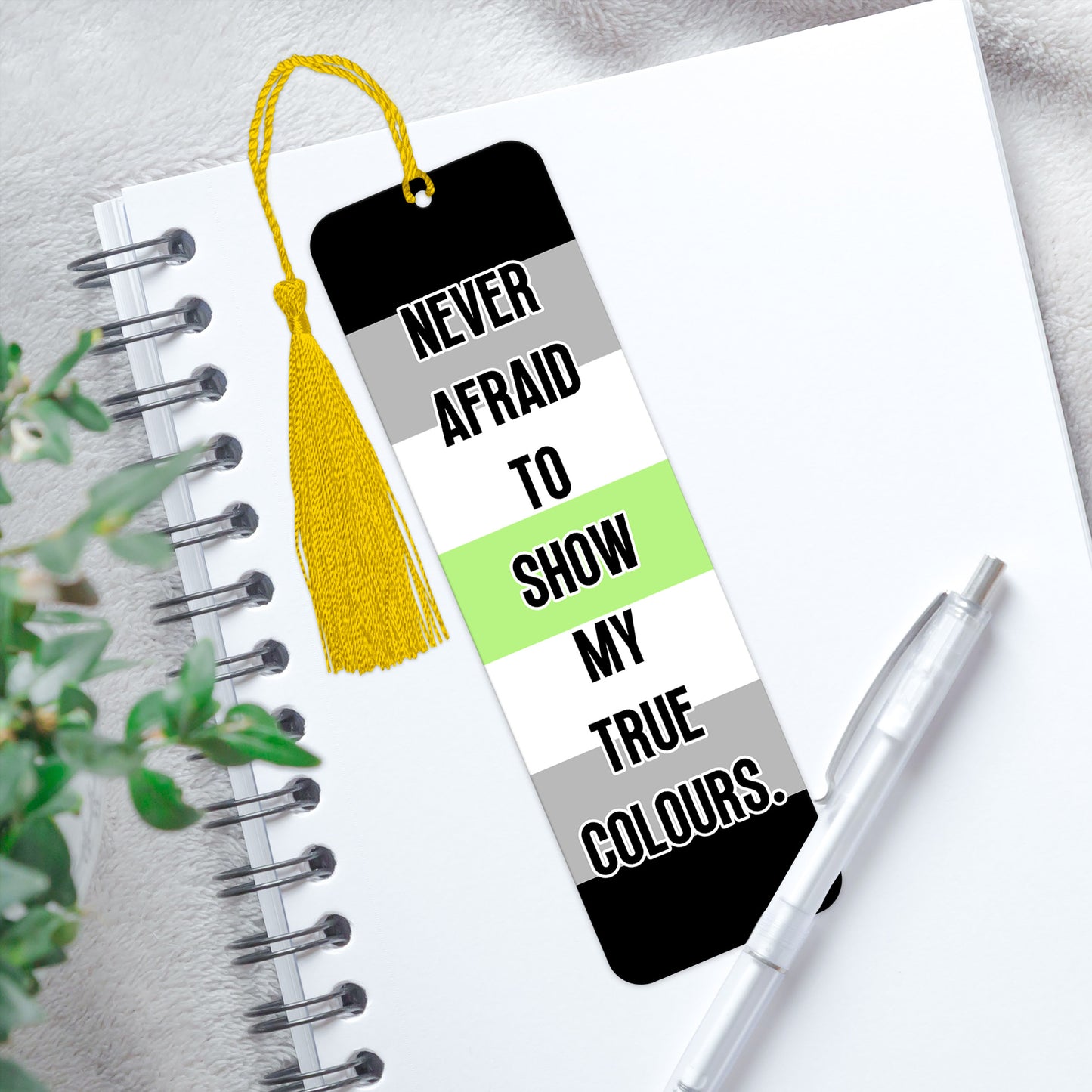 Agender pride luxury aluminium bookmark never afraid to show my true colours