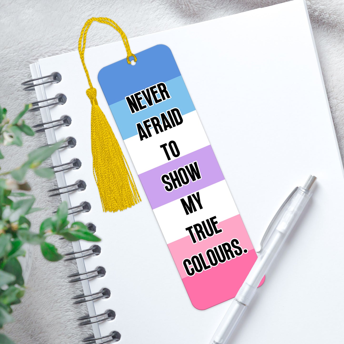 Bigender pride luxury aluminium bookmark never afraid to show my true colours