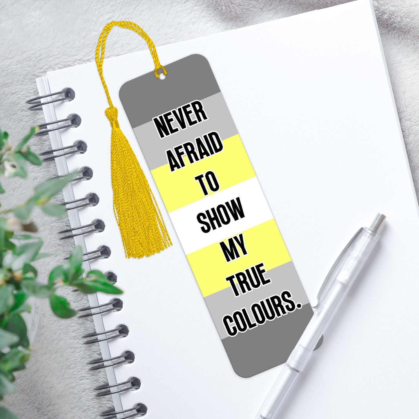 Demigender pride luxury aluminium bookmark never afraid to show my true colours