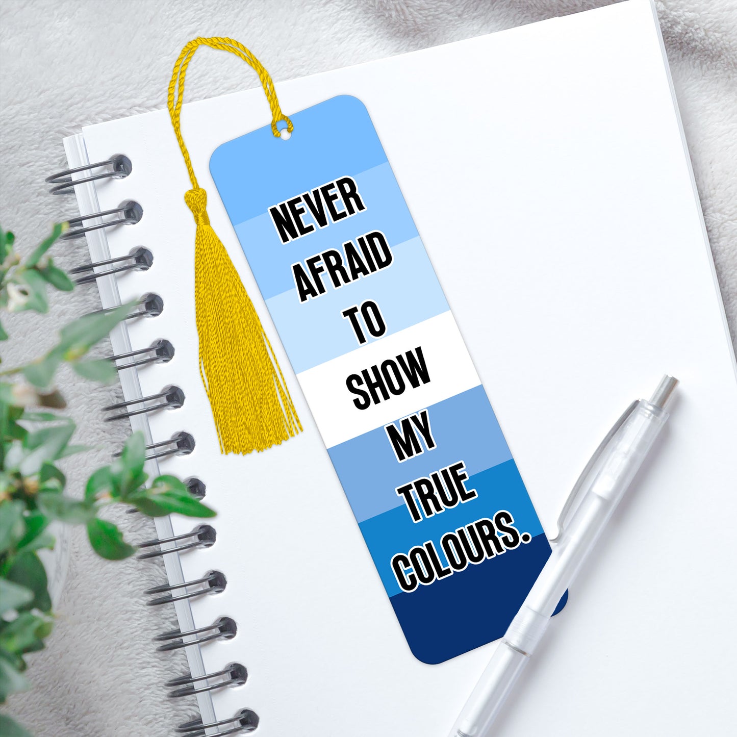 Gay Man pride blue flag luxury aluminium bookmark never afraid to show my true colours