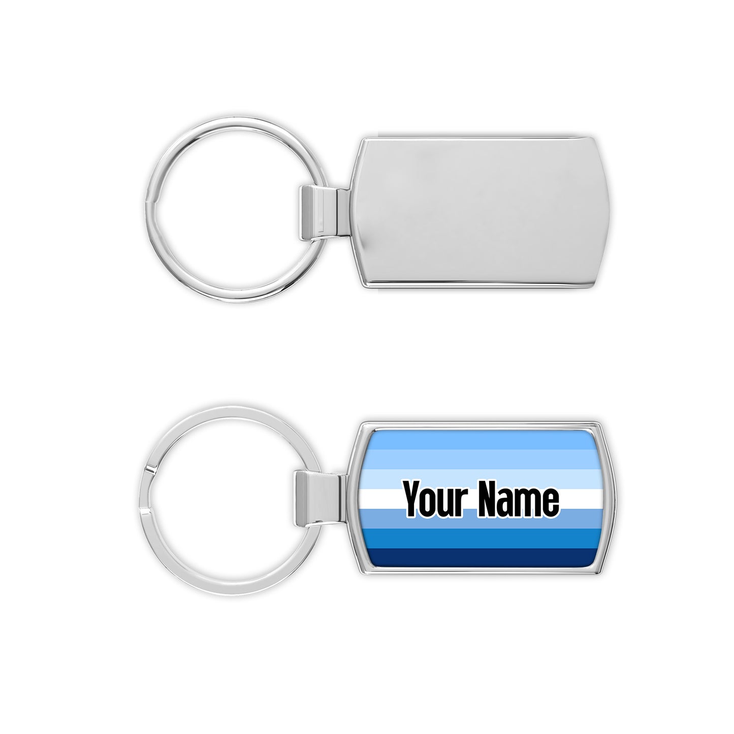 Gay pride men loving men blue flag personalised chrome keyring