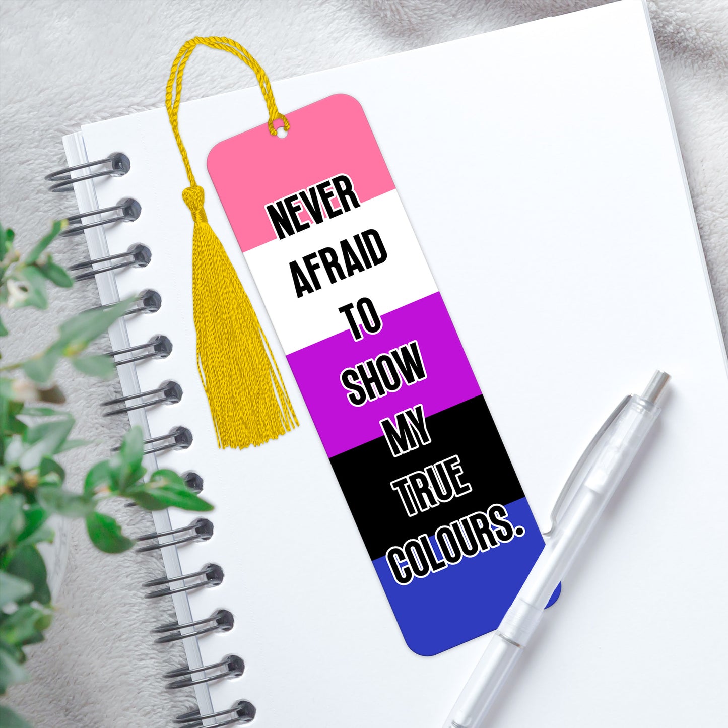 Gender fluid pride luxury aluminium bookmark never afraid to show my true colours