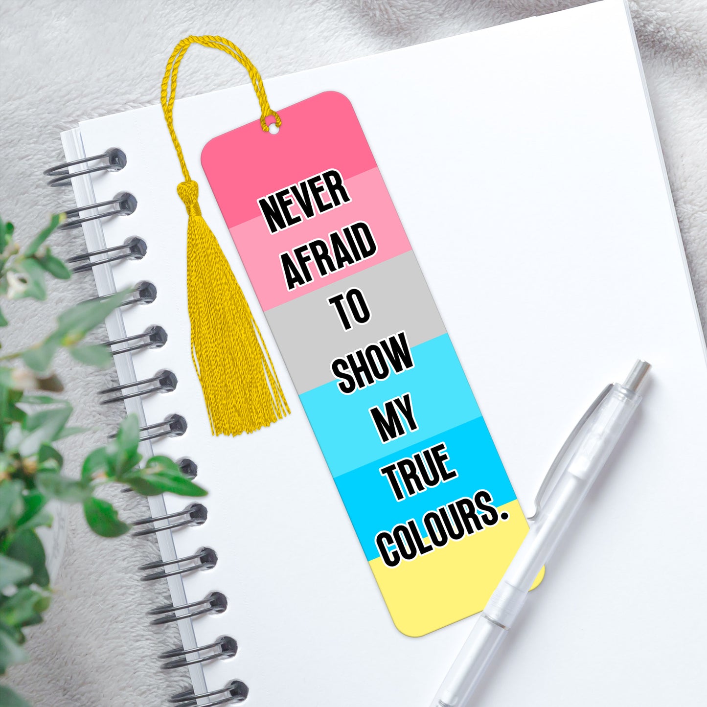 Genderflux pride luxury aluminium bookmark never afraid to show my true colours