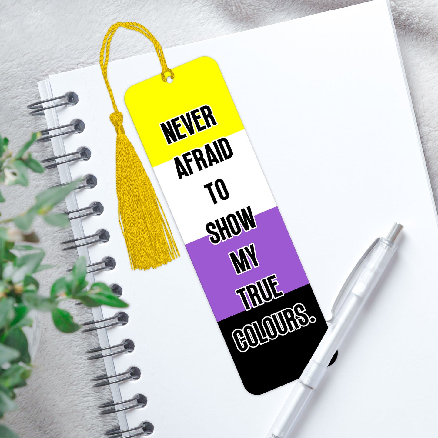 Non binary pride luxury aluminium bookmark never afraid to show my true colours