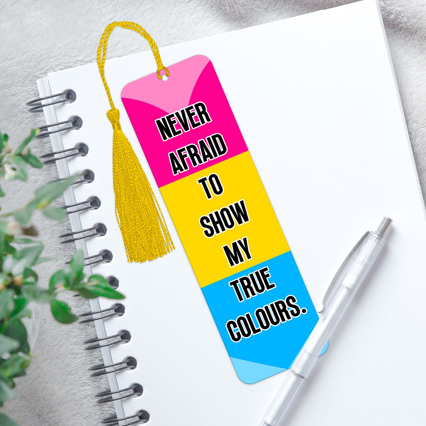 Panromantic pride luxury aluminium bookmark never afraid to show my true colours