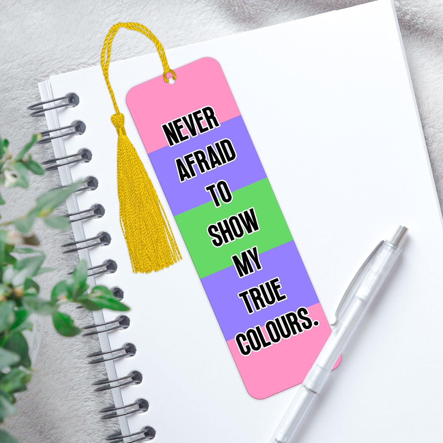 Trigender pride luxury aluminium bookmark never afraid to show my true colours