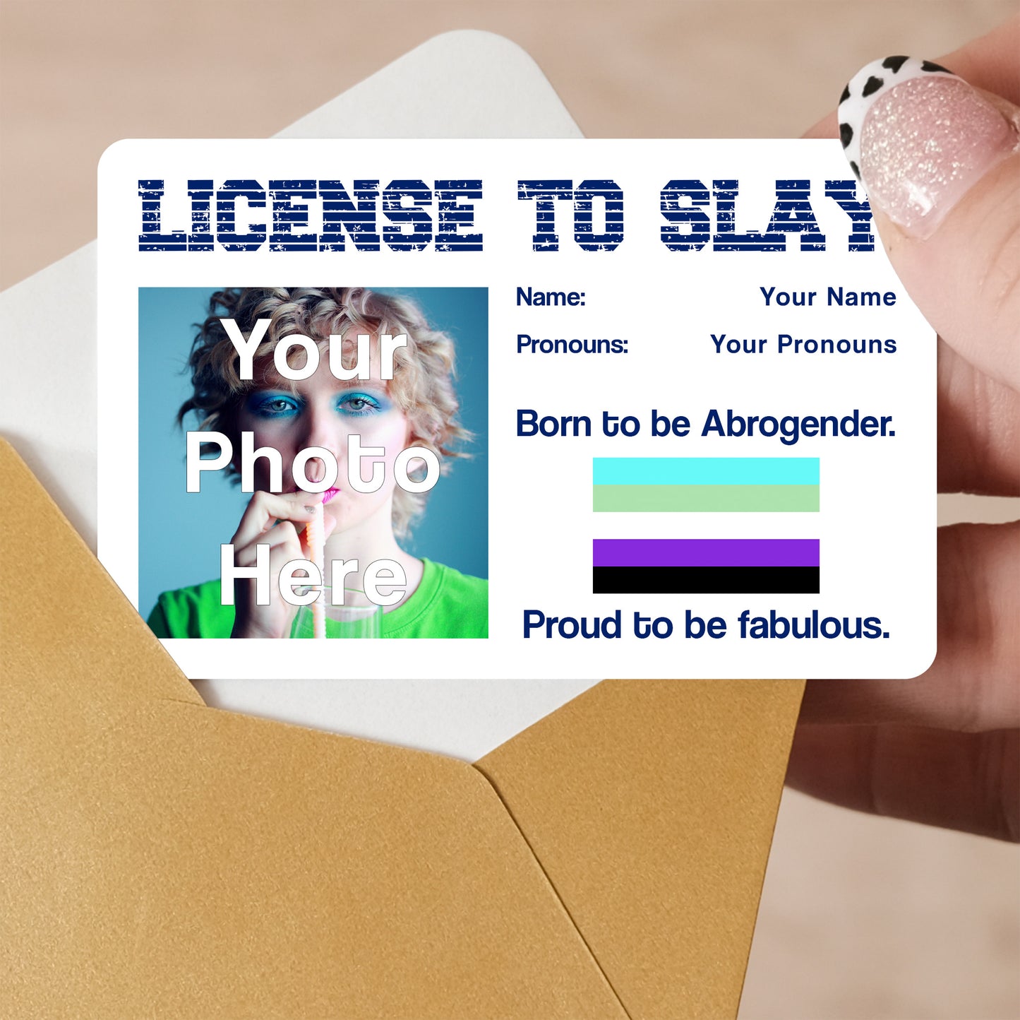Abrogender pride personalised license to slay card