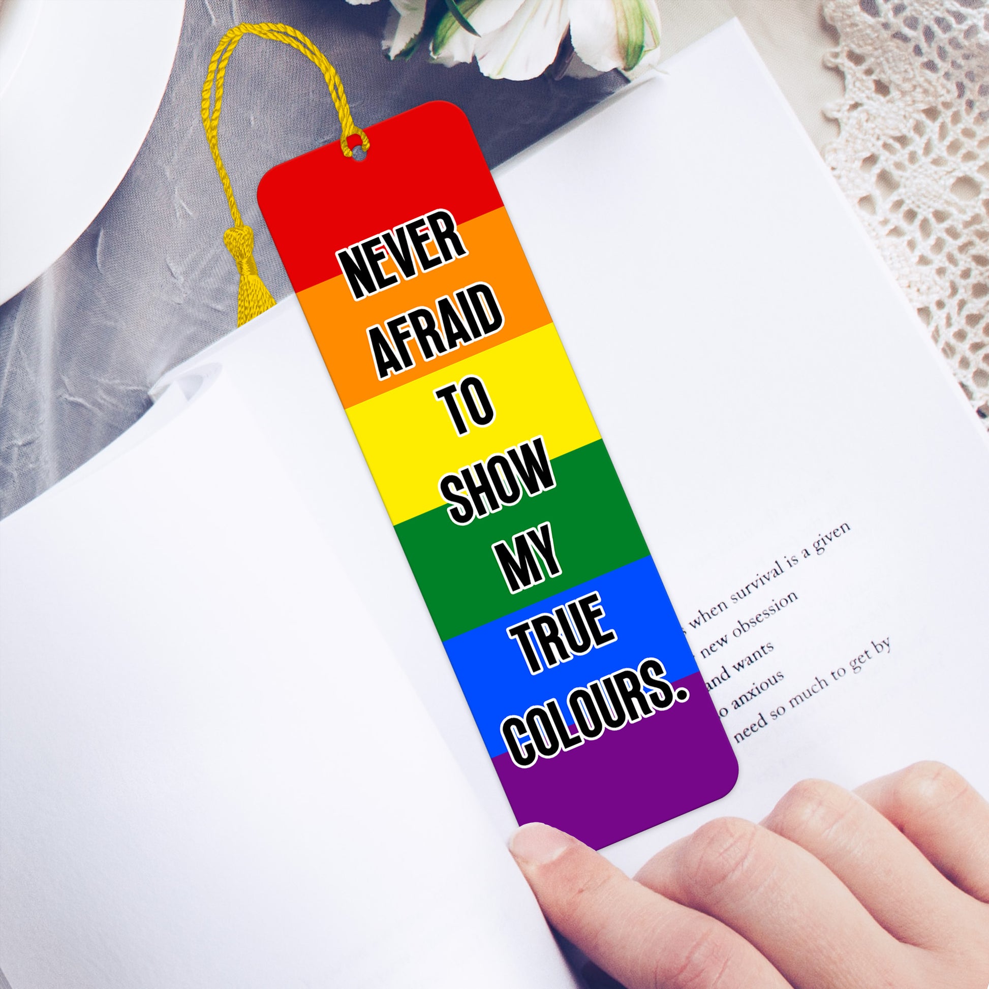 Gay pride luxury aluminium bookmark never afraid to show my true colours