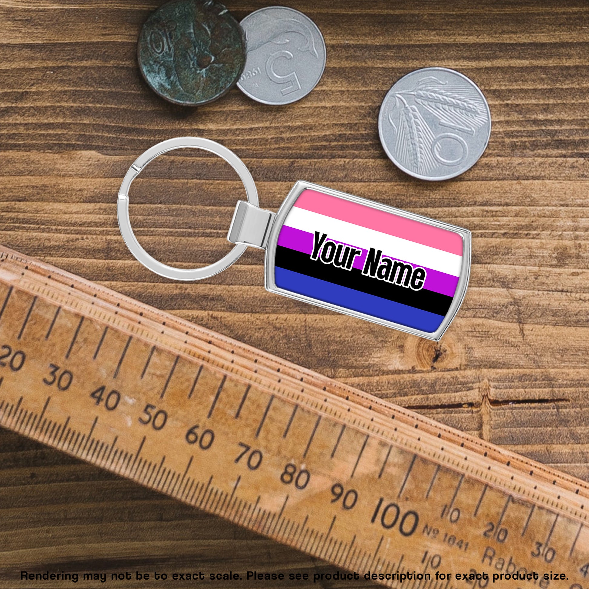 Gender fluid pride personalised metal keyring