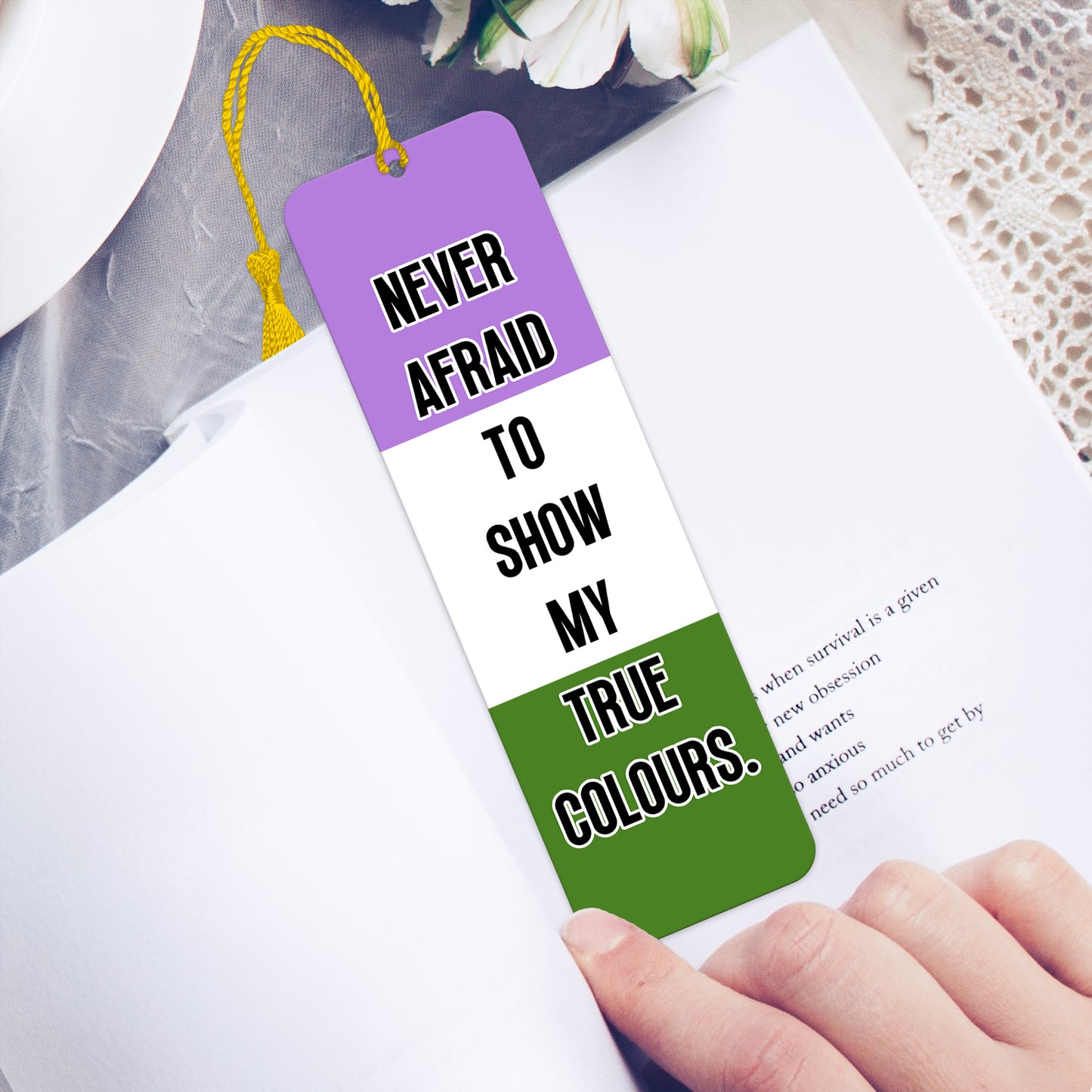 Genderqueer pride luxury aluminium bookmark never afraid to show my true colours