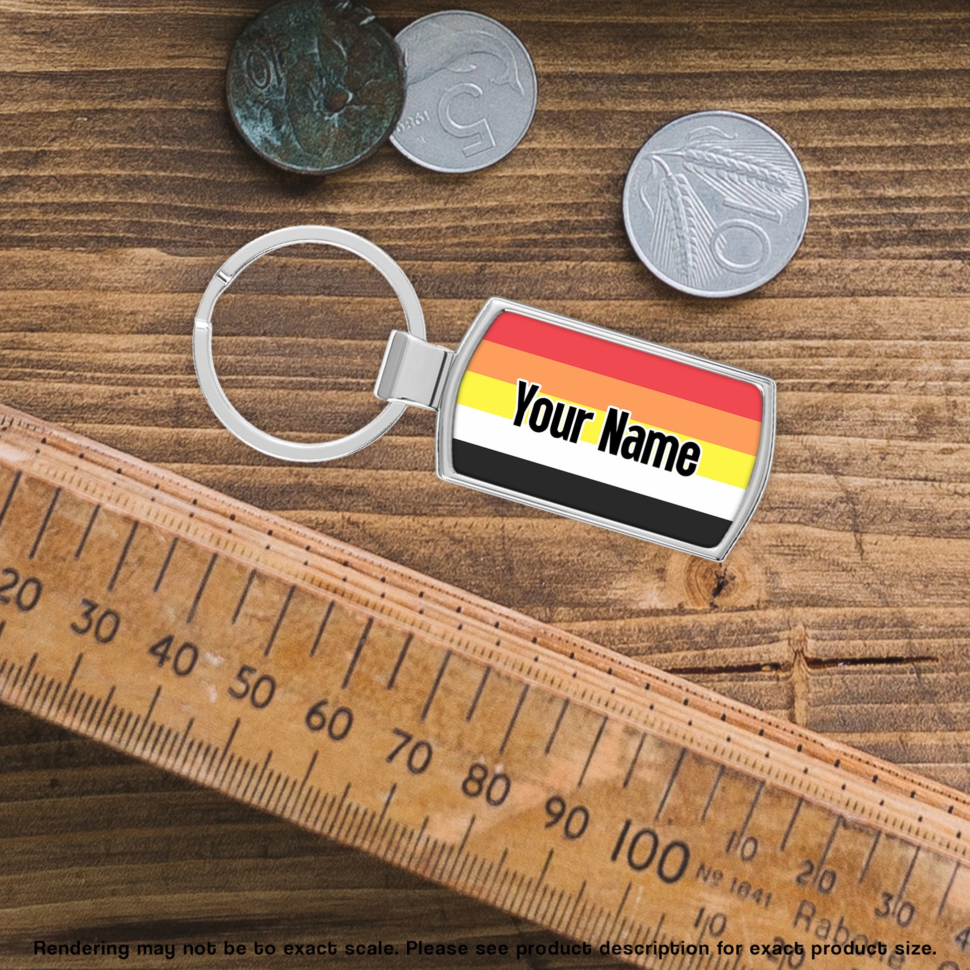 Lithromantic pride flag metal keyring personalised with your name