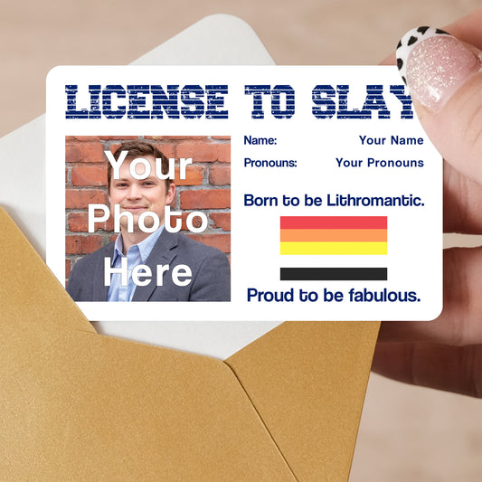 Lithromantic pride personalised license to slay cards