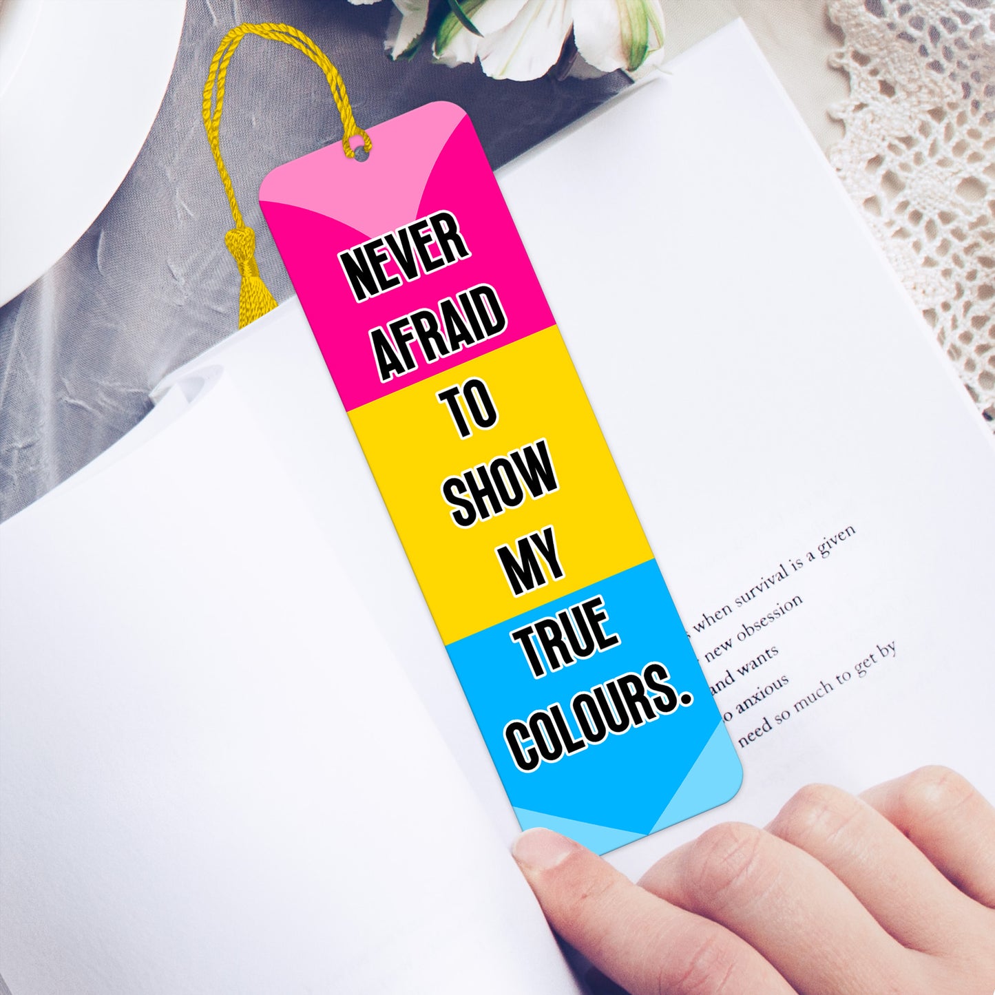 Panromantic pride luxury aluminium bookmark never afraid to show my true colours