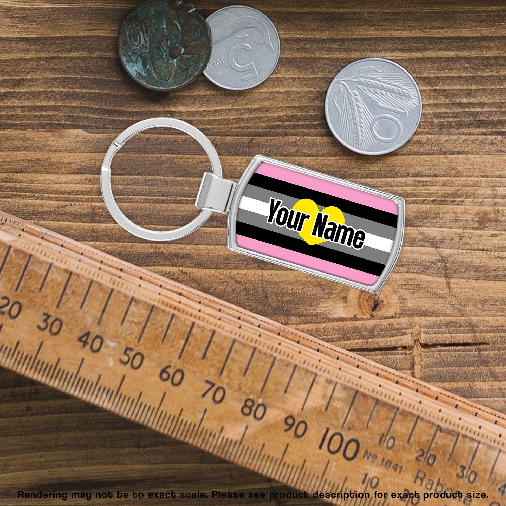 Queerplatonic pride flag metal keyring personalised with your name