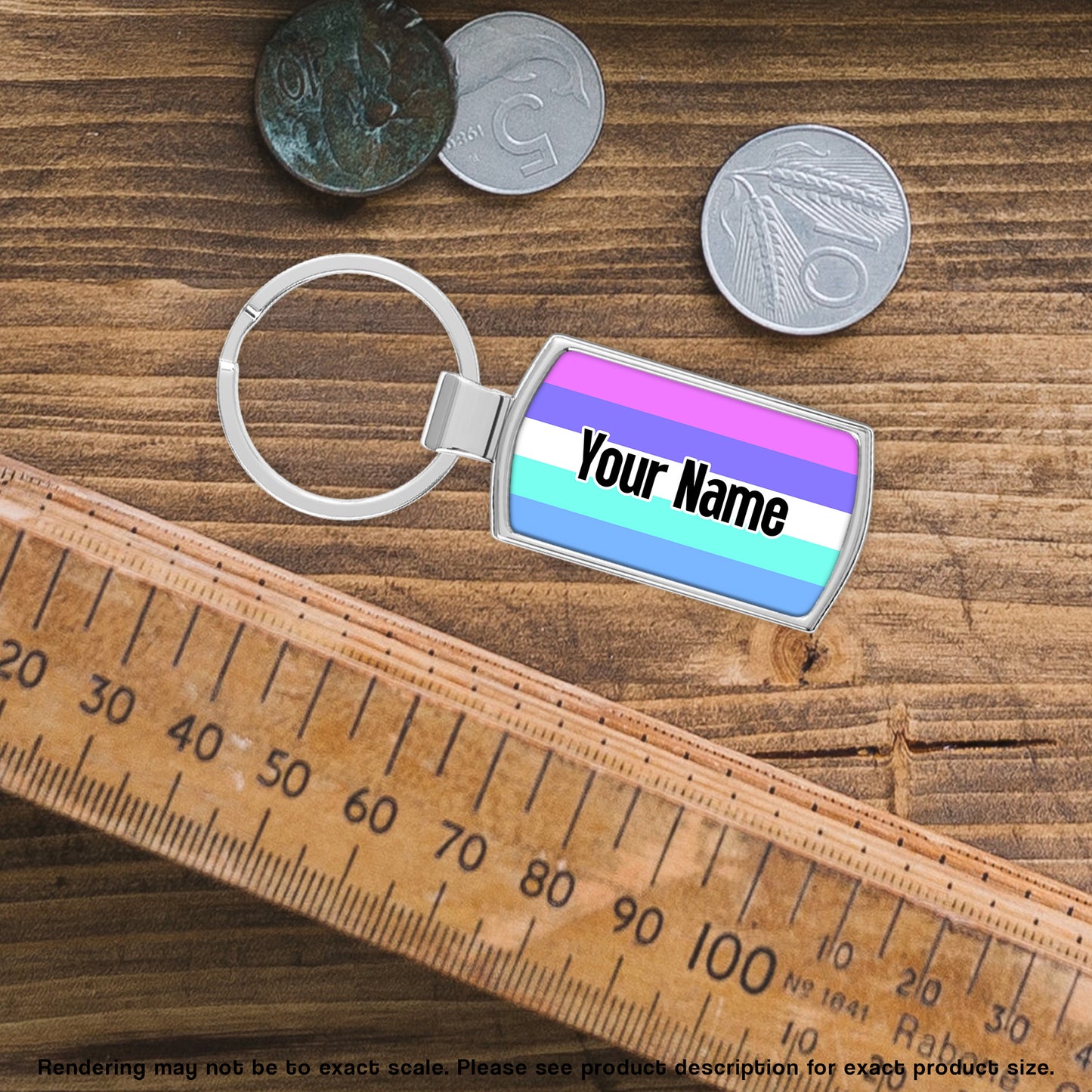 Spectrasexual pride flag metal keyring personalised with your name