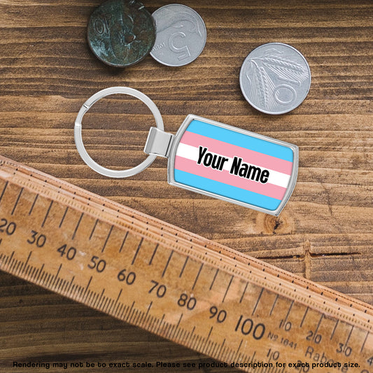 Transgender pride personalised chrome keyring