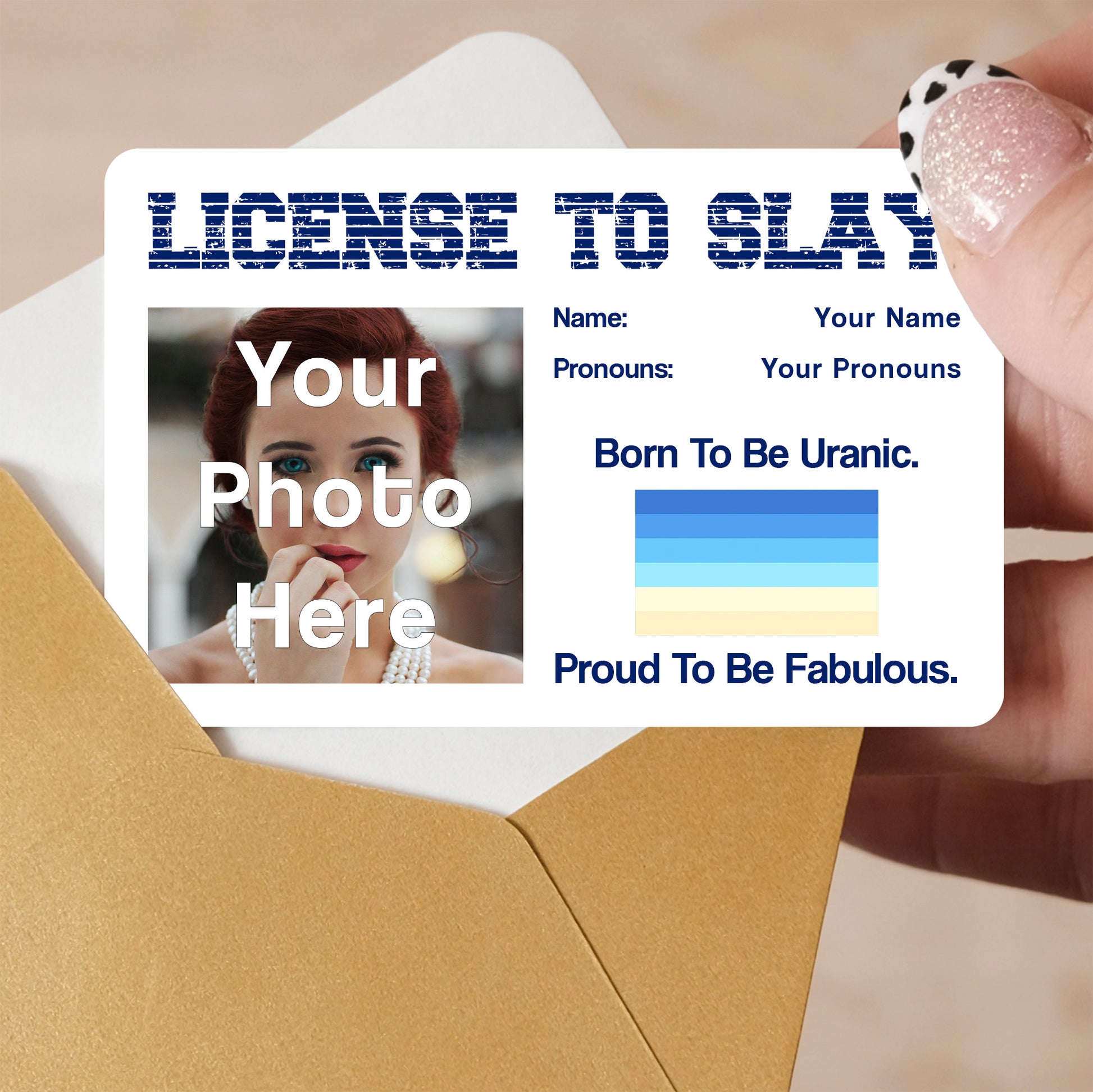 Uranic pride personalised license to slay card