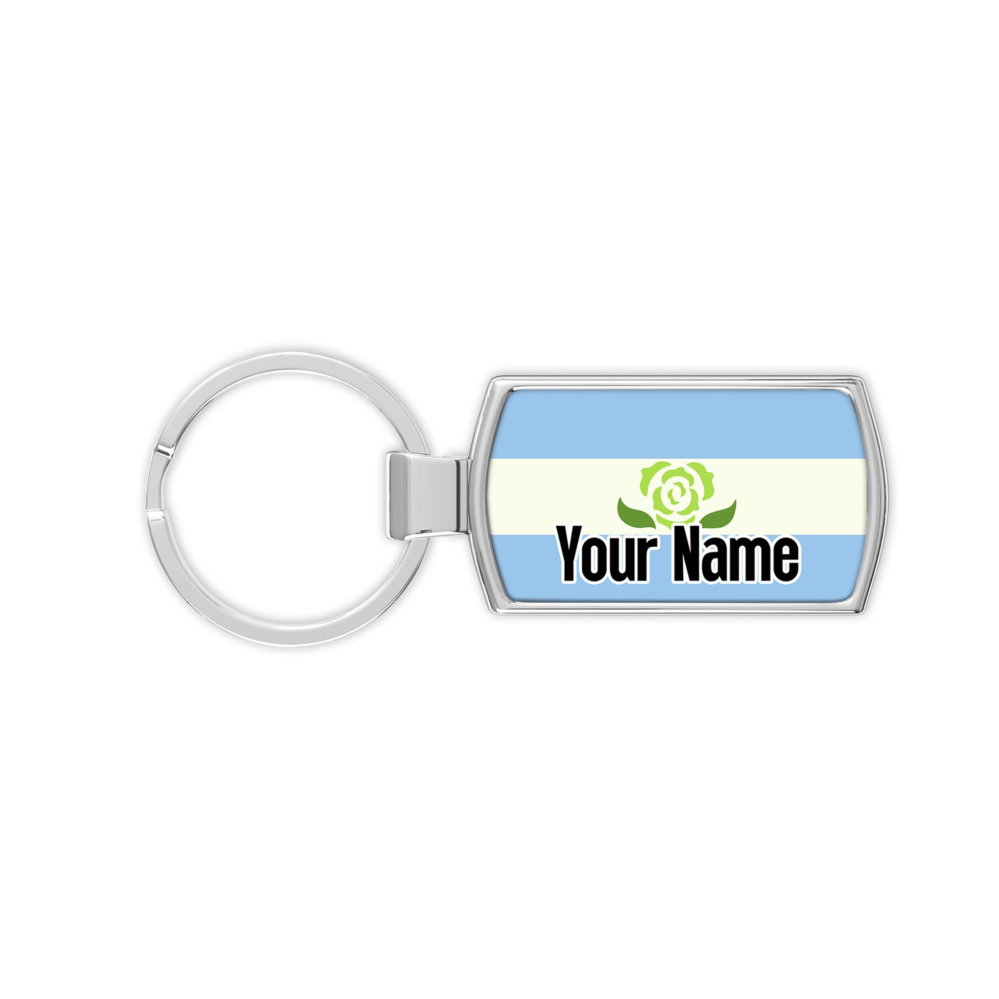 Achillean pride flag metal keyring personalised with your name