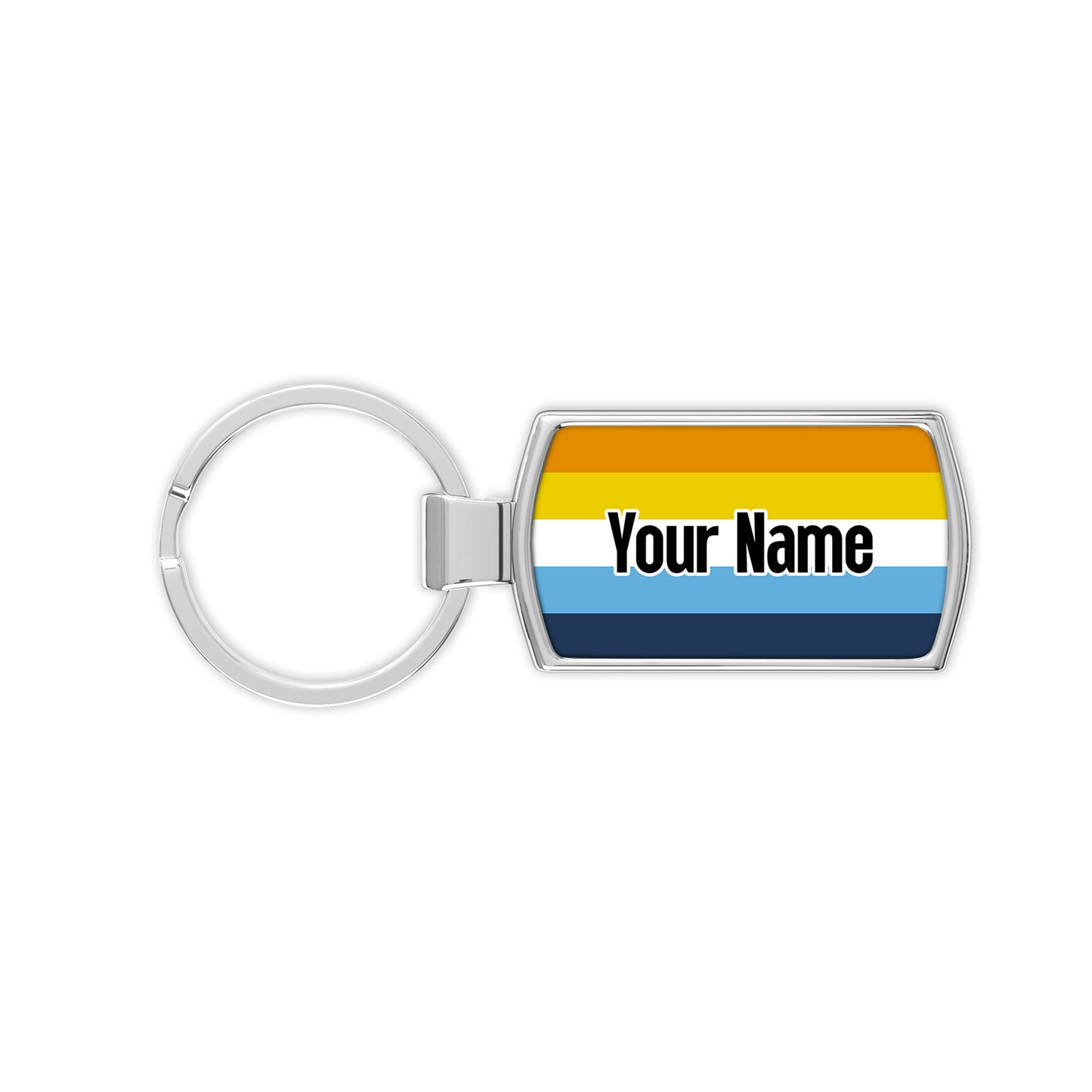 Aroace pride flag metal keyring personalised with your name or pronouns