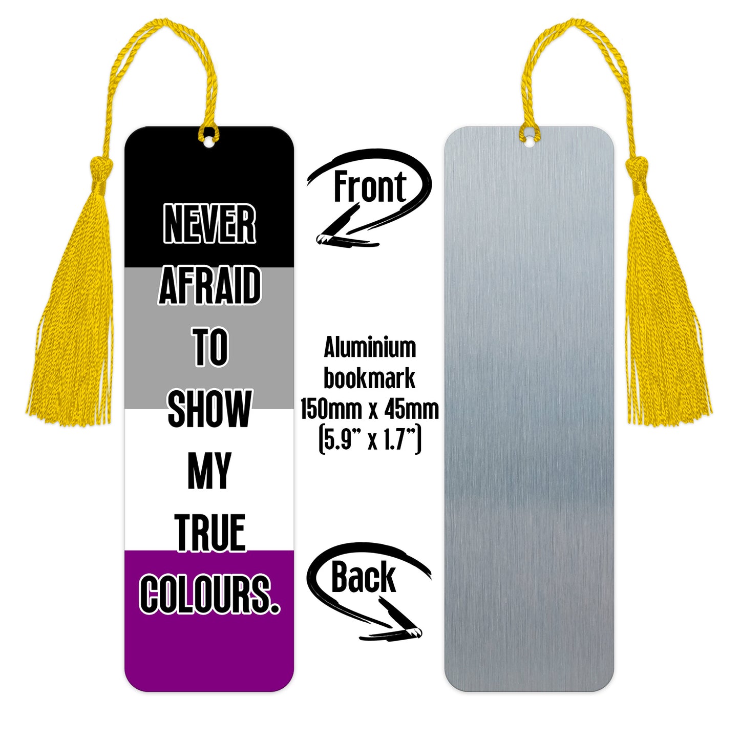 Asexual pride luxury aluminium bookmark never afraid to show my true colours