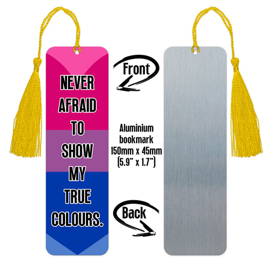 Biromantic pride luxury aluminium bookmark never afraid to show my true colours