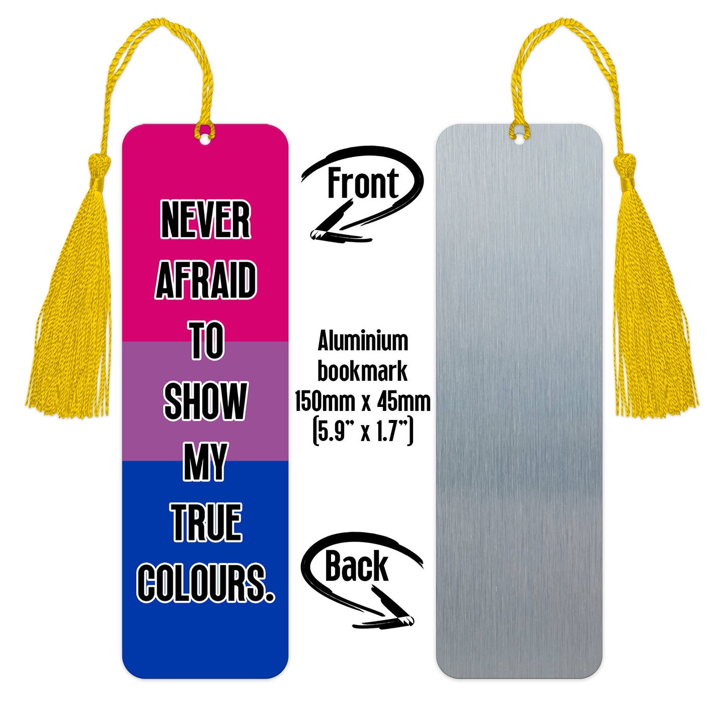 Bisexual pride luxury aluminium bookmark never afraid to show my true colours