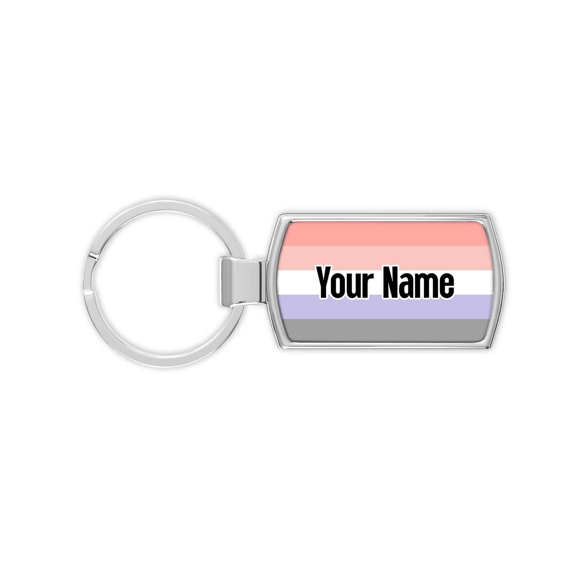 Cupioromantic pride flag metal keychain that comes personalised with your name
