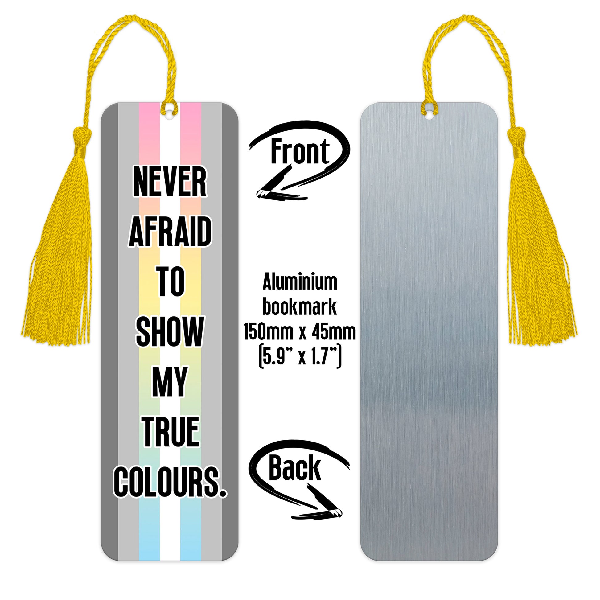 Demiflux pride luxury aluminium bookmark never afraid to show my true colours